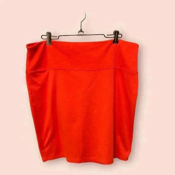 Xhilaration Stretch Zipper Back High Waist Bold Coral Bodycon Mini Skirt - Picture 3 of 7